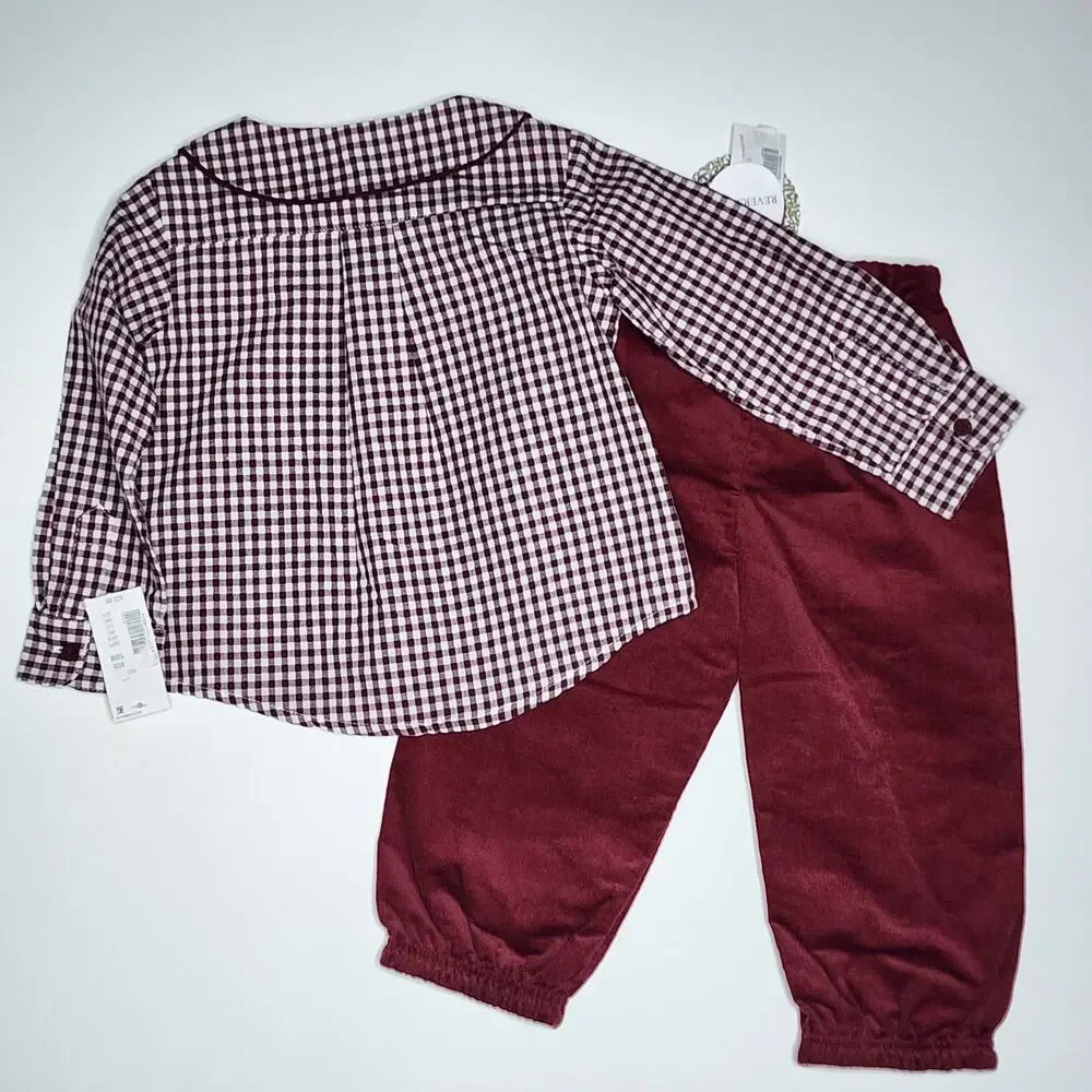 Edgehill Collection Darby Burgundy Corduroy Reversible Pants Set Size 18 M
